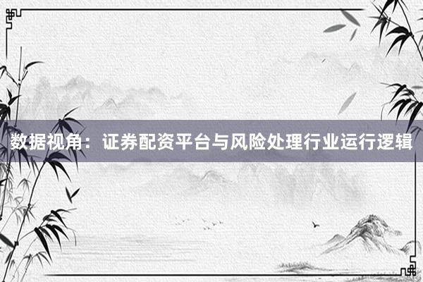 数据视角：证券配资平台与风险处理行业运行逻辑