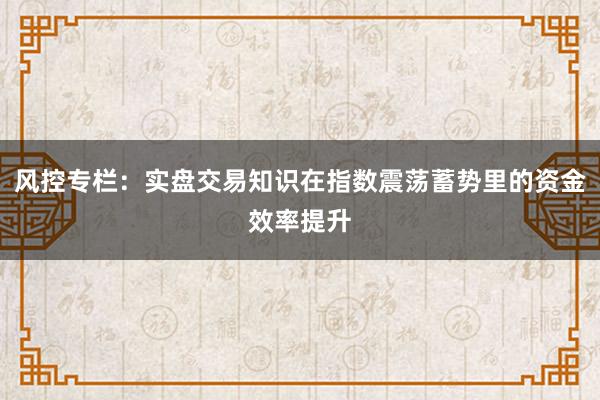 风控专栏：实盘交易知识在指数震荡蓄势里的资金效率提升