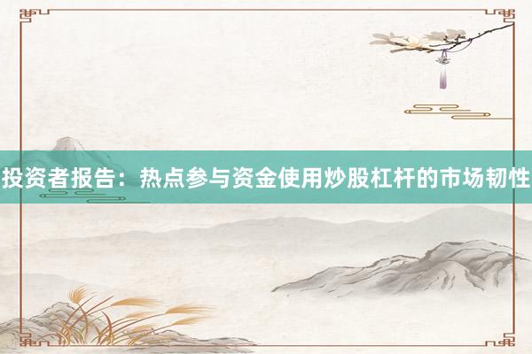 投资者报告：热点参与资金使用炒股杠杆的市场韧性