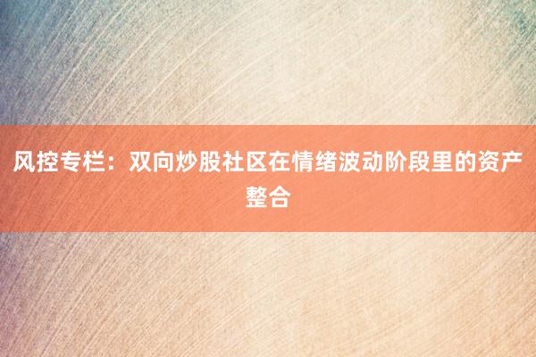 风控专栏：双向炒股社区在情绪波动阶段里的资产整合