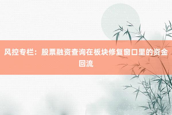 风控专栏：股票融资查询在板块修复窗口里的资金回流
