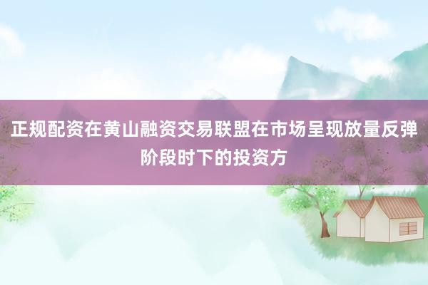 正规配资在黄山融资交易联盟在市场呈现放量反弹阶段时下的投资方