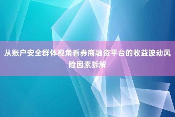 从账户安全群体视角看券商融资平台的收益波动风险因素拆解