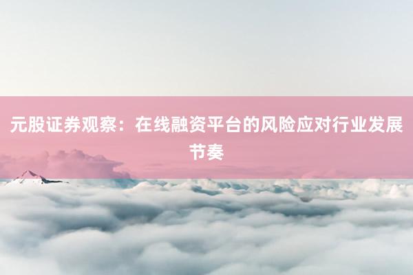元股证券观察：在线融资平台的风险应对行业发展节奏