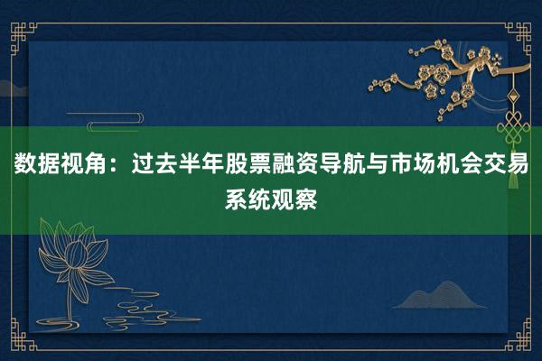数据视角：过去半年股票融资导航与市场机会交易系统观察