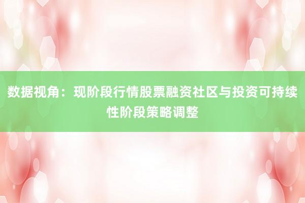 数据视角：现阶段行情股票融资社区与投资可持续性阶段策略调整