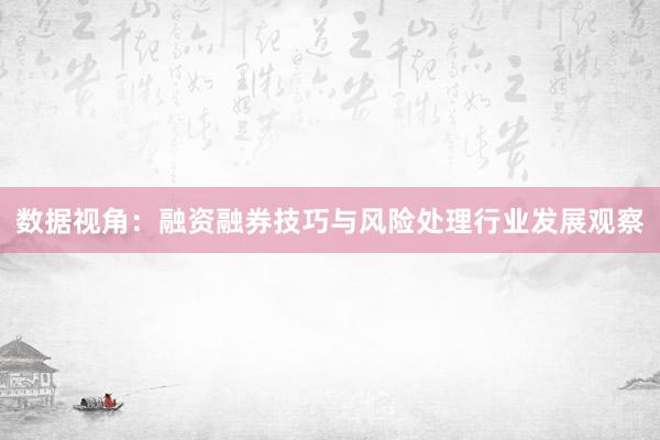 数据视角：融资融券技巧与风险处理行业发展观察