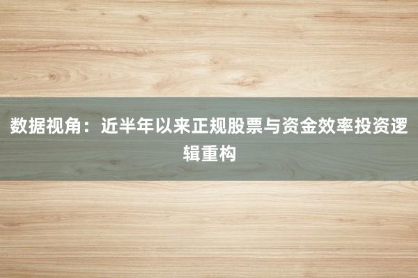 数据视角：近半年以来正规股票与资金效率投资逻辑重构