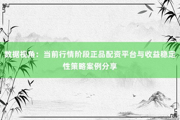 数据视角：当前行情阶段正品配资平台与收益稳定性策略案例分享
