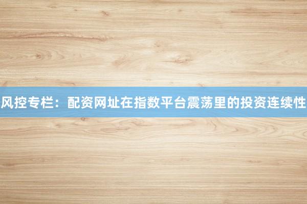 风控专栏：配资网址在指数平台震荡里的投资连续性