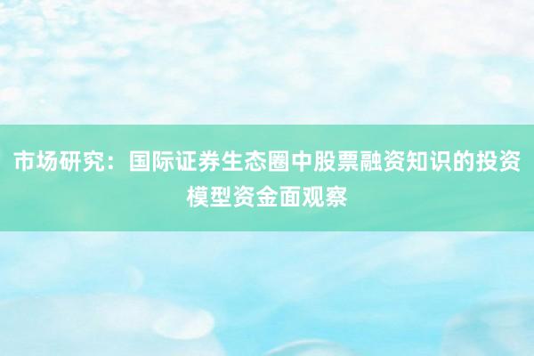 市场研究：国际证券生态圈中股票融资知识的投资模型资金面观察