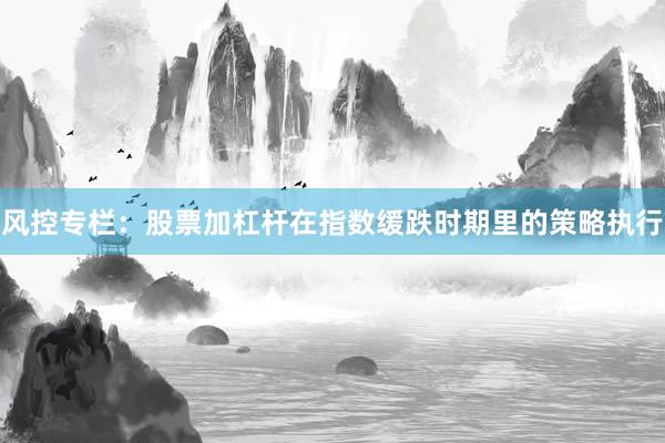 风控专栏：股票加杠杆在指数缓跌时期里的策略执行