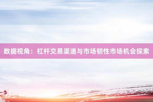 数据视角：杠杆交易渠道与市场韧性市场机会探索
