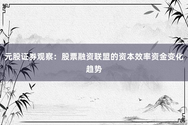 元股证券观察：股票融资联盟的资本效率资金变化趋势