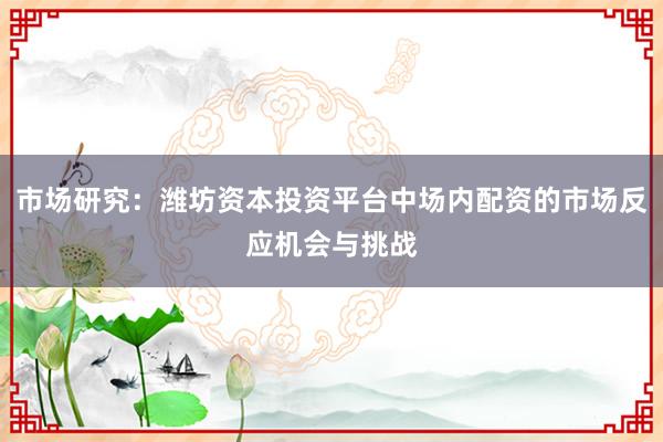 市场研究：潍坊资本投资平台中场内配资的市场反应机会与挑战