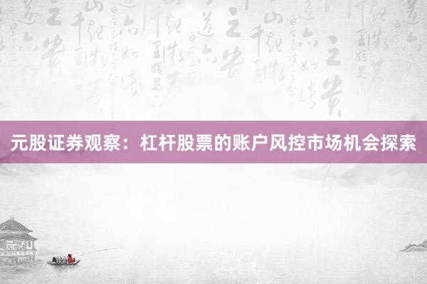 元股证券观察：杠杆股票的账户风控市场机会探索