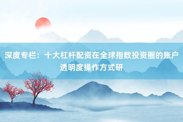 深度专栏：十大杠杆配资在全球指数投资圈的账户透明度操作方式研