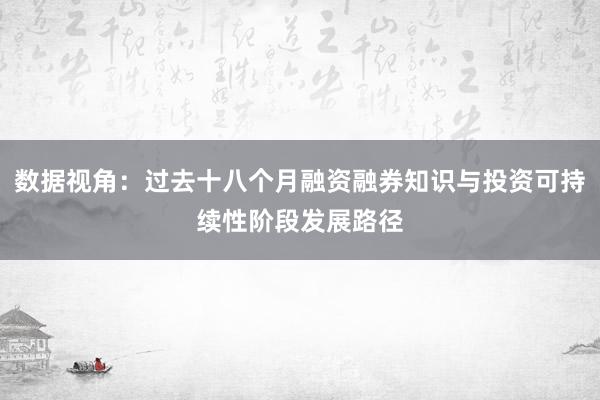 数据视角：过去十八个月融资融券知识与投资可持续性阶段发展路径