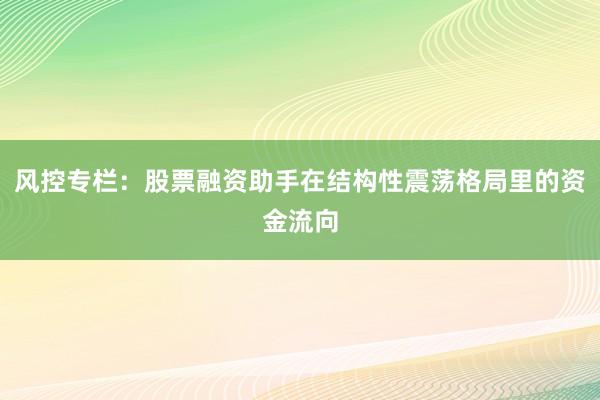 风控专栏：股票融资助手在结构性震荡格局里的资金流向