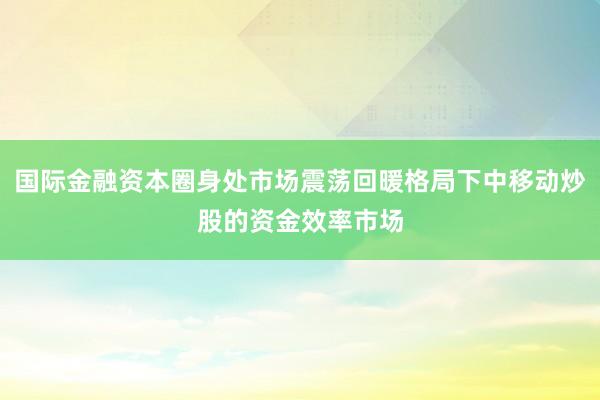 国际金融资本圈身处市场震荡回暖格局下中移动炒股的资金效率市场