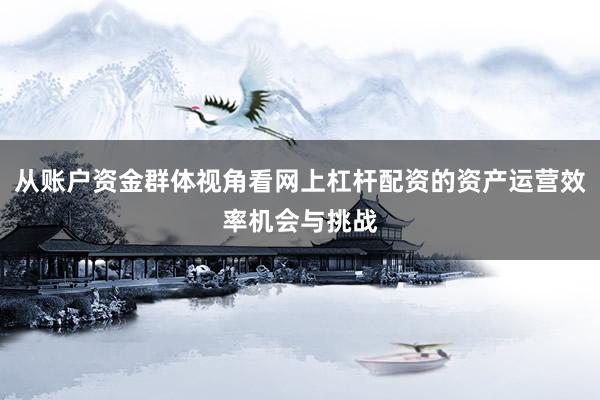 从账户资金群体视角看网上杠杆配资的资产运营效率机会与挑战