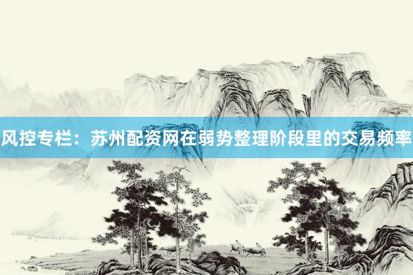 风控专栏：苏州配资网在弱势整理阶段里的交易频率