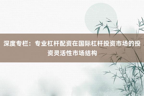 深度专栏：专业杠杆配资在国际杠杆投资市场的投资灵活性市场结构