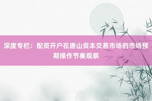 深度专栏：配资开户在唐山资本交易市场的市场预期操作节奏观察