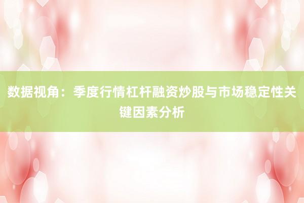 数据视角：季度行情杠杆融资炒股与市场稳定性关键因素分析