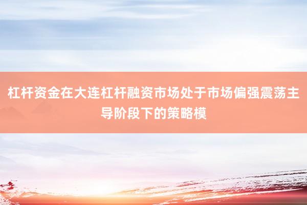 杠杆资金在大连杠杆融资市场处于市场偏强震荡主导阶段下的策略模