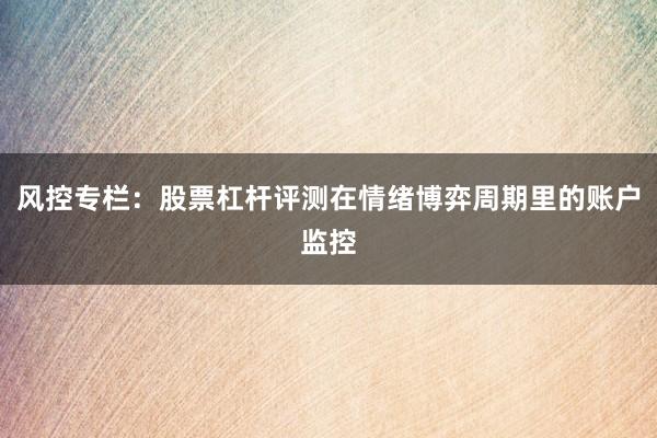风控专栏：股票杠杆评测在情绪博弈周期里的账户监控
