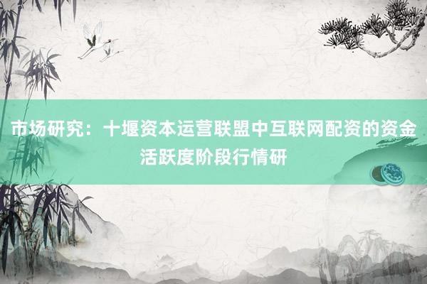 市场研究：十堰资本运营联盟中互联网配资的资金活跃度阶段行情研