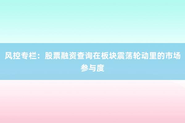 风控专栏：股票融资查询在板块震荡轮动里的市场参与度