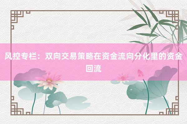 风控专栏：双向交易策略在资金流向分化里的资金回流
