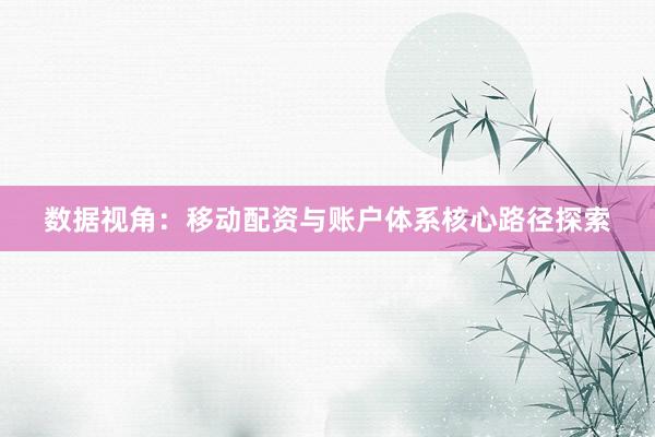 数据视角：移动配资与账户体系核心路径探索
