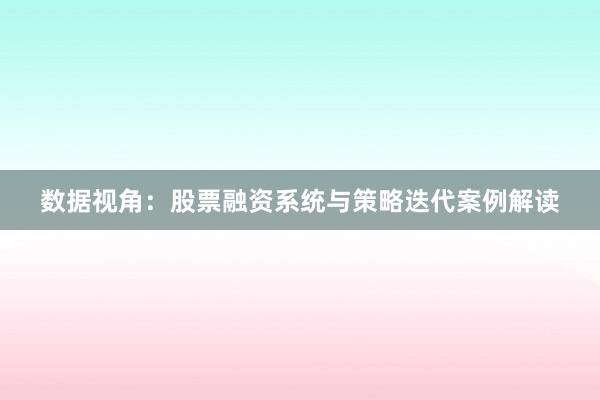 数据视角：股票融资系统与策略迭代案例解读