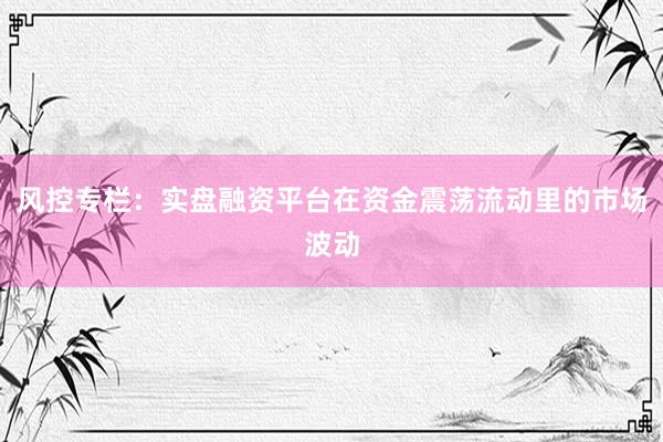 风控专栏：实盘融资平台在资金震荡流动里的市场波动
