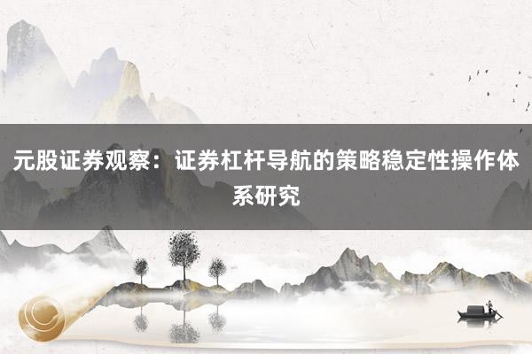 元股证券观察：证券杠杆导航的策略稳定性操作体系研究
