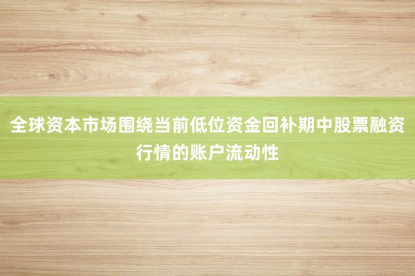 全球资本市场围绕当前低位资金回补期中股票融资行情的账户流动性