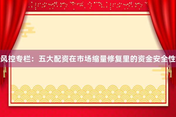 风控专栏：五大配资在市场缩量修复里的资金安全性