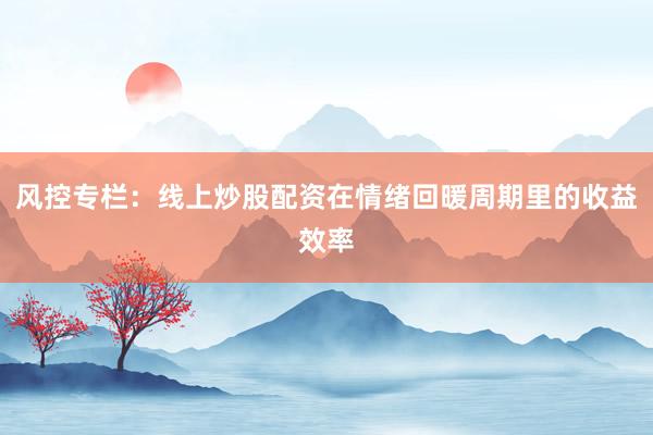 风控专栏：线上炒股配资在情绪回暖周期里的收益效率