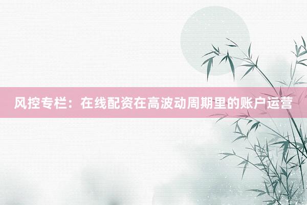 风控专栏：在线配资在高波动周期里的账户运营