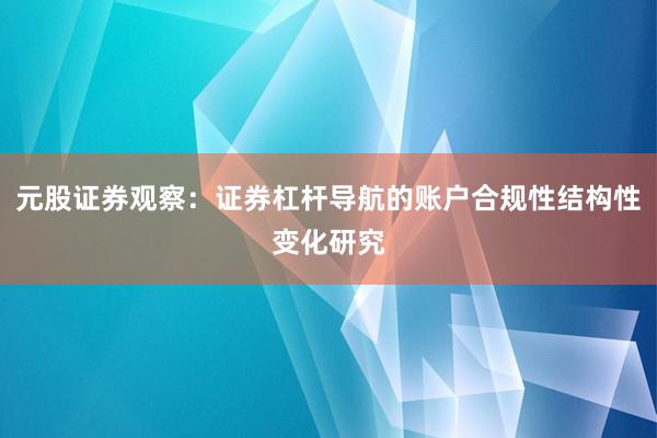 元股证券观察：证券杠杆导航的账户合规性结构性变化研究