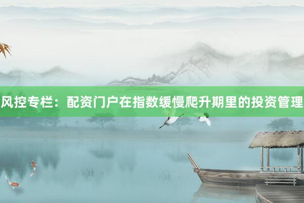 风控专栏：配资门户在指数缓慢爬升期里的投资管理