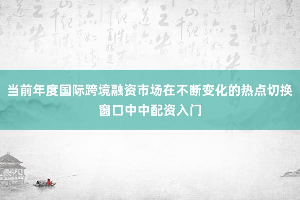 当前年度国际跨境融资市场在不断变化的热点切换窗口中中配资入门