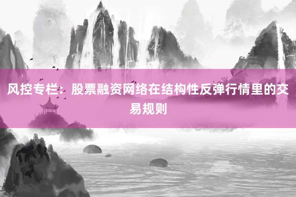 风控专栏：股票融资网络在结构性反弹行情里的交易规则