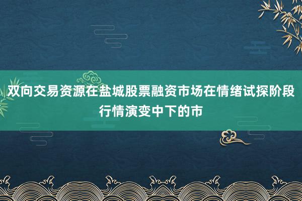 双向交易资源在盐城股票融资市场在情绪试探阶段行情演变中下的市