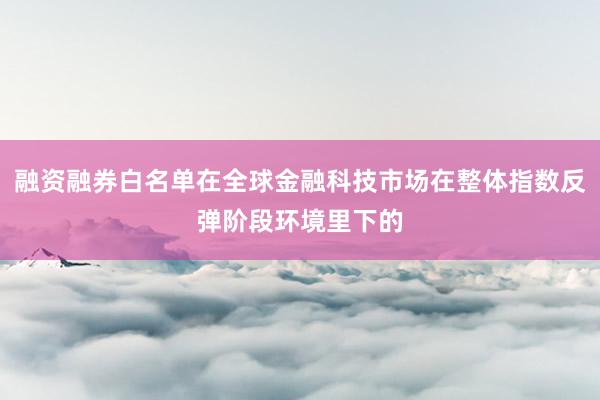 融资融券白名单在全球金融科技市场在整体指数反弹阶段环境里下的