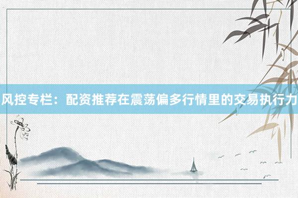 风控专栏：配资推荐在震荡偏多行情里的交易执行力