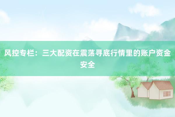 风控专栏：三大配资在震荡寻底行情里的账户资金安全